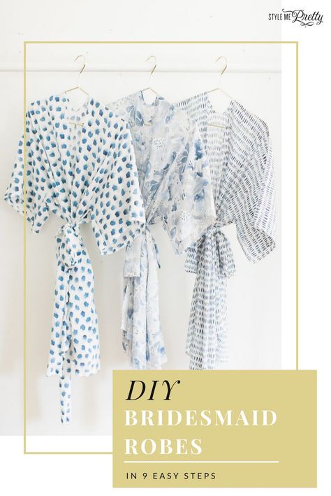 9 easy steps to seriously happy bridesmaids with this easy robe DIY for the morning of! Robe Diy Pattern, Diy Kimono Robe Pattern, Easy Kimono Pattern Diy, Diy Kimono Robe, Wedding Sewing Projects, Diy Robe Pattern, Easy Kimono Pattern, Robe Sewing Pattern, Robe Diy