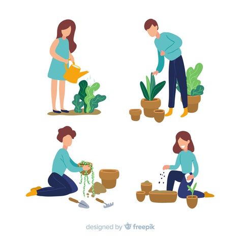 People taking care of plants Free Vector | Premium Vector #Freepik #vector #flower #floral #people #water Taking Care Of Plants, Plant App, Plant Bugs, People Png, Silhouette People, Plant Drawing, Plant Illustration, Ad Design, Architecture Drawing