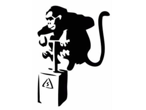 Monkey Graphic Design, Stencil Graffiti Art, Monkey Stencil, Patch Overalls, Burger Drawing, Monkey Wall Art, Banksy Artwork, Stencil Street Art, Crown Paints