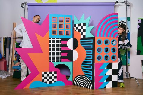 ADOBE x Wade and Leta on Behance Corporate Memphis, Adobe Bridge, Youtube Podcast, Arch Ideas, Podcast Studio, Sketchbook Inspo, Stage Set Design, Memphis Design, 80s Party