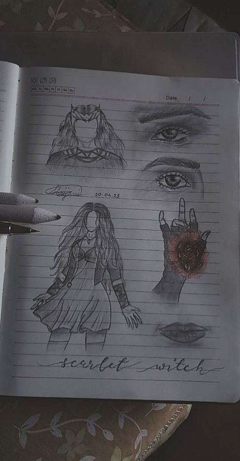 Scarlet Witch Doodle, How To Draw Wanda Maximoff, Wanda Drawings Easy, Wanda Maximoff Drawing Sketches, Scarlett Witch Sketch, Art Sketches Marvel, Wanda Maximoff Drawing Easy, Wanda Drawings Marvel, Wanda Maximoff Sketch