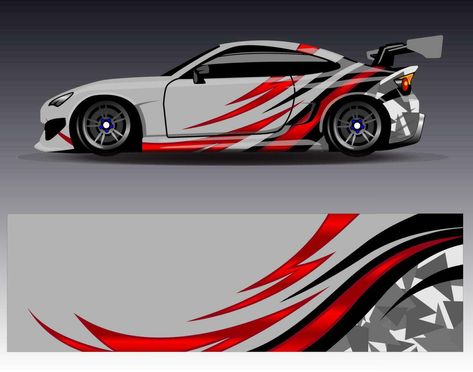 Car wrap design vector. Graphic abstract stripe racing background kit designs for wrap vehicle  race car  rally  adventure and livery Car Wrap Design, Cityscape Photos, Heart With Arrow, Car Wrap, Car Painting, Car Stickers, Paint Job, Jdm, Food Animals