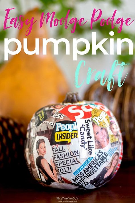 Ha! Not your every day DIY pumpkin craft here! What a fun #fall #pumpkin #craft idea from Modge Podge and magazines? #nocarvepumpkinideas #modgepodgepumpkincraft #pumpkincraftideas #easyfalldecorideas #easypumpkincrafts #easypumpkincraft #fallmodgepodgecrafts #funkinideas via @heathernest Modge Podge Diy, No Carve Pumpkin Ideas, Pumpkin Idea, Diy Pumpkins Crafts, Diy Mod Podge, Pumpkin Craft, Thanksgiving Inspiration, Party Plan, Modge Podge