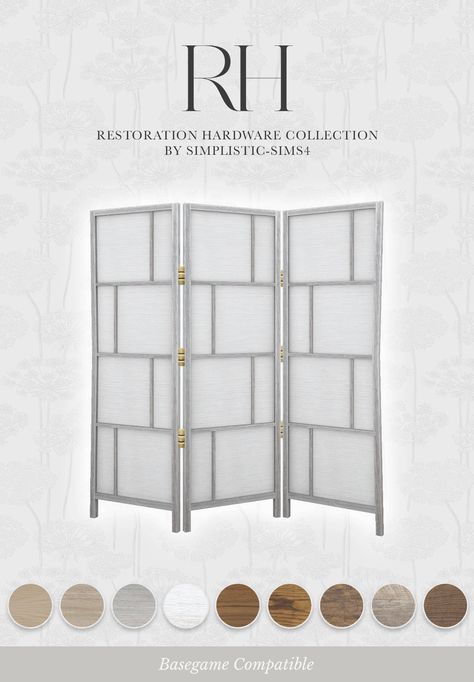 Sims 4 Cc Room Divider, Sims 4 Room, Rh Restoration Hardware, Office Dividers, Collection Room, Folding Screen, Sims4 Cc, Sims 4 Cc, Sims 4 Custom Content