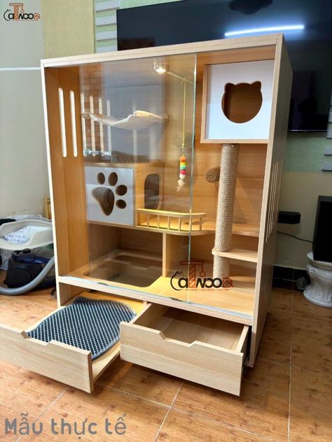 Cat Hotel Design Ideas, Cat Cage Ideas, Cat House Design, Cat Cages Indoor, Amazing Home Office, Cat Room Decor, Cat House Plans, Kat Diy, Architectural Concepts