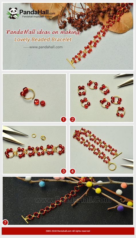 #PandaHall ideas on making Lovely Beaded Bracelet Beaded Bracelet Diy, Bracelets With Beads, Beaded Bracelets Tutorial, Beaded Jewlery, Diy Bracelets Easy, Jewelry Making Bracelet, Diy Bracelet Designs, Jewelry Making Project, Handmade Wire Jewelry