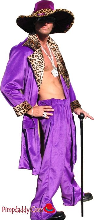 Pimp Named Slickback Costume, Pimp Outfit Women, Gay Costume, Movie Day, Suit Purple, Bestie Stuff, Male Outfits, Mystery Party, Purple Leopard