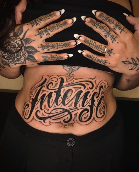 C Section Tattoo, Stomach Tattoos Women, Tattooed Girl, Cursive Tattoos, Back Tattoos For Guys, Tattoos Women, Stomach Tattoos, Back Tattoos, I Tattoo