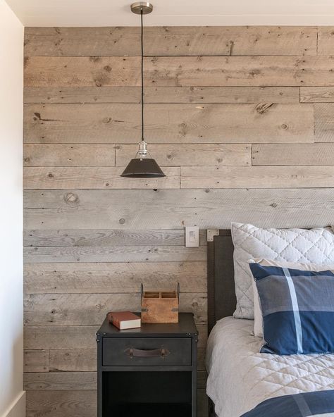 Diy Wall Feature Ideas, Wood Wallpaper Accent Wall Bedroom, Vertical Plank Wall Bedroom, Master Accent Wall, Plank Wall Behind Bed, Bedroom Wood Wall, Wood Plank Bedroom Wall, Wood Wallpaper Accent Wall, Boys Room Accent Wall