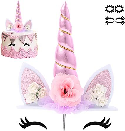 Amazon.com: Unicorn Cake Topper Handmade Pink Horn Unicorn Cake Topper Unicorn Happy Birthday Party Decoration Supplies Colorful Magic Reusable Cake Topper with Eyelashes and Stack for Girls Kid Women, 5.8 Inch : Grocery & Gourmet Food Unicorn Cake Decorations, Girls First Birthday Cake, Unicorn Topper, Unicorn Birthday Decorations, Patisserie Cake, Photo Cake Topper, 1st Birthday Girl Decorations, Girls Party Decorations, Unicorn Birthday Cake