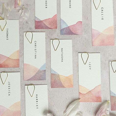 Wedding Place Cards Watercolor, Watercolour Name Cards, Place Settings Name Cards, Diy Name Cards, Watercolor Place Cards, Watercolour Wedding Invitations, Watercolour Wedding, Color Design Inspiration, Card Background