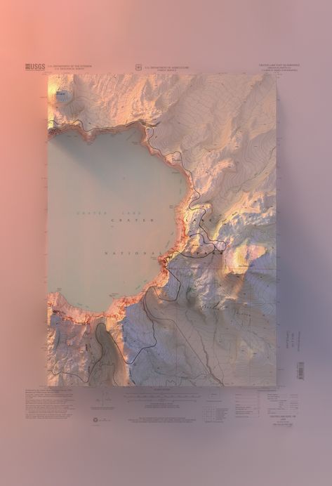 3d Topography Map, 3d Map Design, Mountain Topography, Gis Maps, Topographic Map Art, Cartography Art, Cartography Map, Crater Lake Oregon, Topography Map