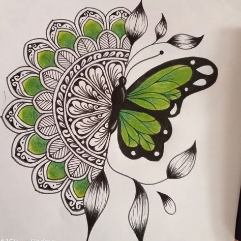 Butterfly Drawing Mandala Art, Butterfly Drawing Wall Painting, Mandala Art With Butterfly, Butterfly Mandala Art Colorful, Mandala Art Butterfly Design, Butterfly Lippan Art, Mandala Drawing Butterfly, Butterfly And Flowers Drawing, Flowers And Butterflies Drawing