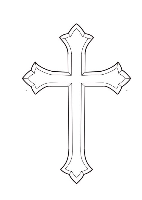 Gothic Cross Outline, Simple Cross Design, Cross Outline Design, Cross Stencil Tattoo, Cross Tattoo Outline, Cross Tattoo Stencil, Ethan Tattoo, White Tattoo Cross, Cross Tattoo Designs For Men