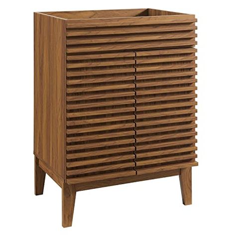 Modway Render 23.5" Bathroom Vanity in Walnut (Sink Basin Not Included) Render Bathroom, Mid Century Modern Vanity, 36 Inch Bathroom Vanity, 36" Vanity, 36 Bathroom Vanity, 30 Bathroom Vanity, Mid Century Bathroom, Bathroom Vanity Cabinet, Under Sink Storage