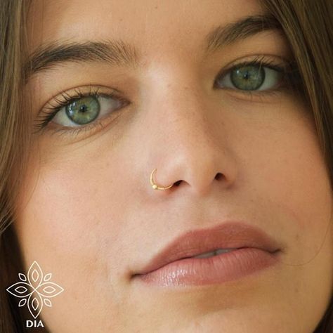 Tiny Nose Ring Hoop, Cute Hoop Nose Rings, Gold Nose Ring Aesthetic, Nose Piercing Inspo, Dainty Nose Piercing, Girls With Nose Rings, Megan Fox Face, Nose Peircing, Cute Nose Piercings