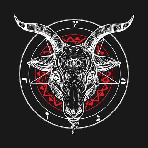 Check out this awesome 'Satan+Goat+Baphomet+Circle+Satanic+Church+Symbol' design on @TeePublic! Satanic Circle, Satanic Goat Head, Emblem Ideas, Baphomet Statue, Satanic Church, Satanic Symbol, Satanic Bible, Metal Posters Art, Horror Merch