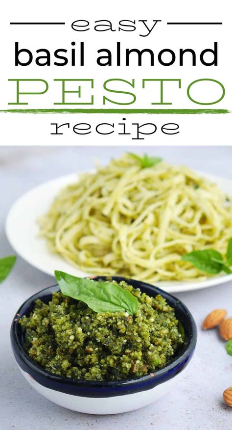 Fresh Pesto Recipe, Almond Pesto Recipe, Family Recipies, Almond Pesto, Healthy Pesto, Homemade Pesto Sauce, Basil Pesto Recipes, Green Pesto, Walnut Pesto