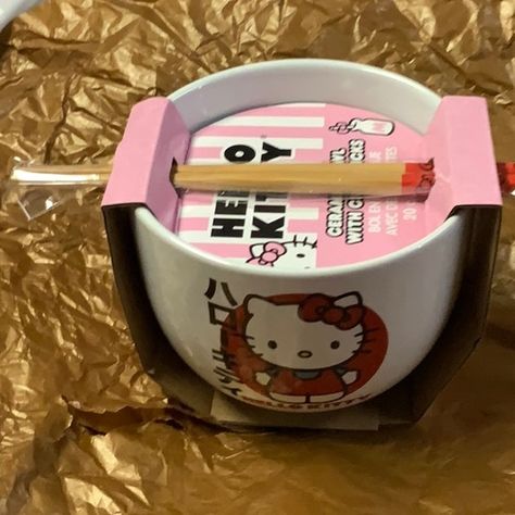 Hello Kitty bowl Roman Noodles, Noodle Bowl, Noodle Bowls, Cat Bowls, Chopsticks, Hello Kitty, Kitty, Bowl, Closet