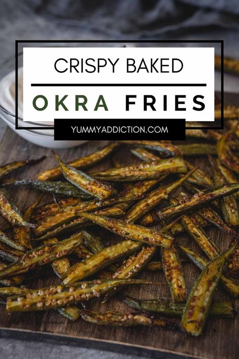 Crispy Baked Okra, Okra Side Dish, Okra Appetizers, Side Dish Healthy, Okra Chips, Crispy Okra, Veggies For Dinner, Easy Veggies, Baked Okra