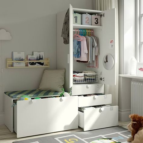 SMÅSTAD Ikea Childrens Room, Smastad Ikea, Kids Bedroom Ikea, Storage Bench With Drawers, Ikea Smastad, Ikea Drawer, Kids Room Storage, Ikea Kids Room