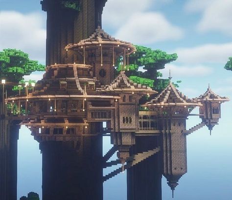 Minecraft Building Inspiration, Minecraft Treehouse Ideas, Amazing Minecraft Houses, Minecraft Treehouses, Minecraft Mansion, Minecraft Interior Design, Minecraft House Plans, Bangunan Minecraft, Minecraft Cottage