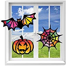 Halloween Crafts for Kids ~ Over 20 kids crafts to get you inspired! - Twitchetts Window Art Classroom, Paper Suncatchers, Suncatchers Craft, Halloween Diy Paper, Halloween Party Craft, Stained Glass Effect, Suncatcher Craft, Halloween Window, Glass Effect