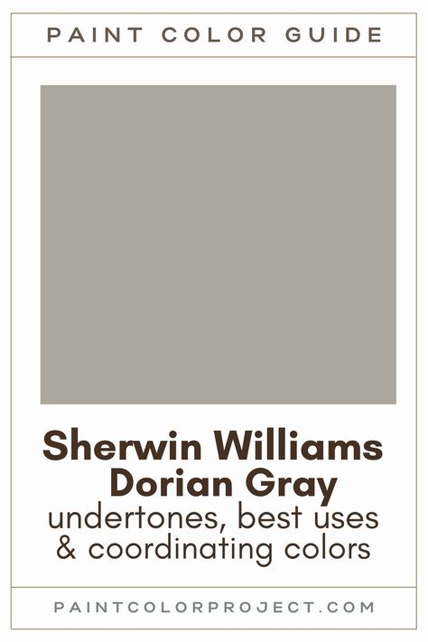 Looking for the perfect medium gray paint color for your home? Let’s talk about Sherwin Williams Dorian Gray and if it might be right for your home! Dorian Gray Palette, Sherwin Williams Dorian Gray Cabinets, Colors That Go With Dorian Gray Sherwin Williams, Agreeable Gray And Dorian Gray, Dovetail Vs Dorian Gray, Sherwin Williams Medium Gray, Sherwin Williams Gray With Purple Undertones, Dorian Gray Living Room, Paint Colors That Go With Dorian Gray