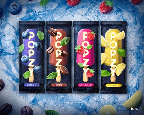 Graphic Design Products Branding, Popsicle Design Packaging, Popsicle Branding, Popsicle Packaging, Popsicles Packaging, Ice Cream Packaging Design, Dessert Packaging Design, Popsicle Design, Ice Popsicle