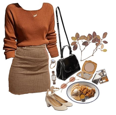 Breakfast Outfit, Academia Outfits, Academia Style, Academia Fashion, Plaid Skirt, Fashion Girl, Polyvore Outfits, Looks Vintage, Retro Outfits