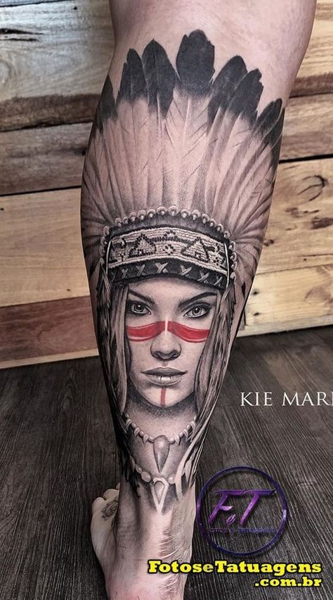 Tato Joker, Native Indian Tattoos, Indian Girl Tattoos, Indian Skull Tattoos, Native American Tattoo Designs, Headdress Tattoo, American Indian Tattoos, Native American Tattoo, Lion Tattoo Sleeves