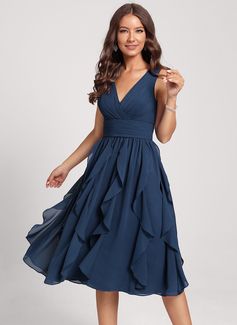 Low V Neck Dress, Party Dress Cocktail, Summer Cocktail Dress, Dress Dark Blue, Chiffon Cocktail Dress, Satin Cocktail Dress, Cascading Ruffles, Cocktail Dress Wedding, Guest Attire