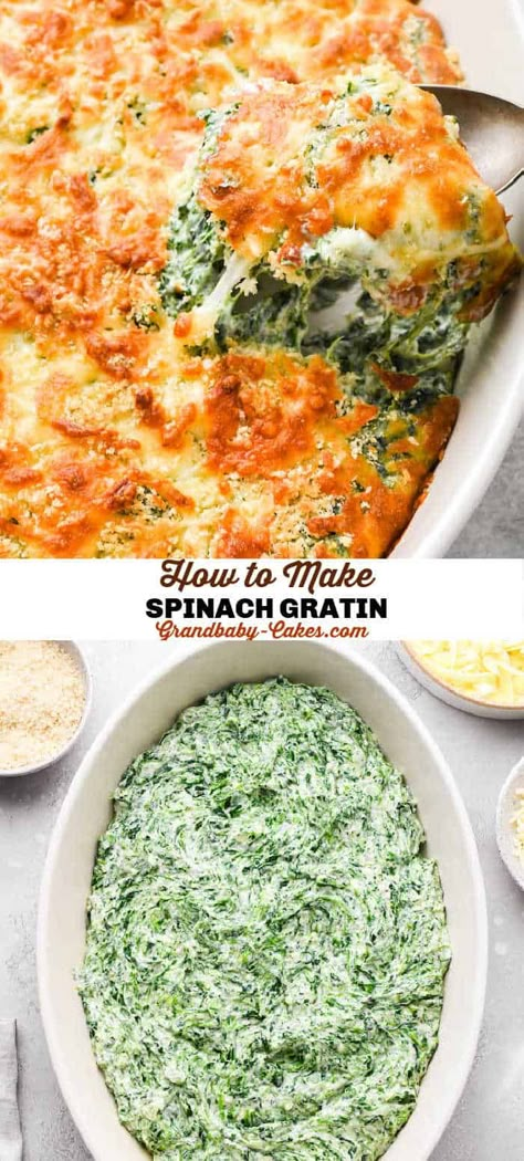 Recipes Using Frozen Chopped Spinach, Best Green Vegetable Side Dish, Ways To Use Up Spinach, Cheesy Spinach Casserole, Spinach Rockefeller Casserole, Spinach Au Gratin Recipes, Easy Spinach Casserole, Fresh Spinach Casserole Recipes, Cheesy Italian Spinach Bake