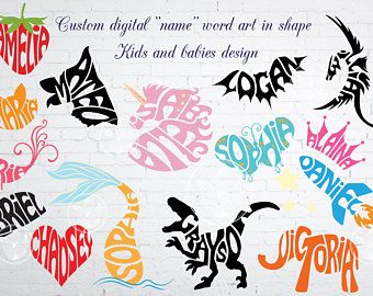 I will make a Custom digital "name" word art in the shape you want Digital Word Art, Fun Svg, Digital Ideas, Digital Word, Art Lessons Middle School, Word Art Design, Creative Names, Art Svg, Baby Design