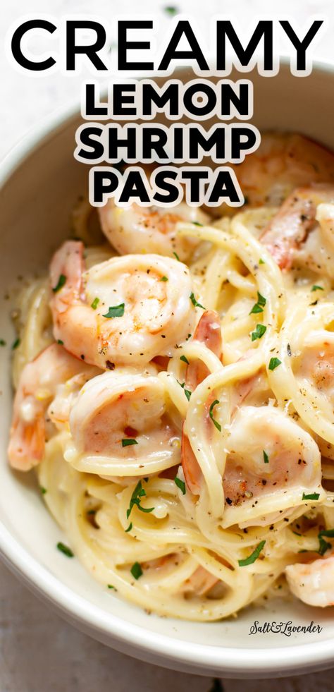 Creamy Lemon Shrimp, Shrimp Pasta Recipes Creamy, Lemon Shrimp Pasta, Shrimp Pasta Recipes Easy, Lemon Pasta Recipes, Shrimp Pasta Recipe, Creamy Shrimp Pasta, Linguine Recipes, Lemon Shrimp