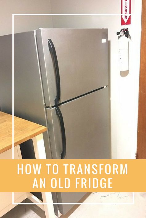 How to Transform an Old Fridge - This is a great frugal DIY fridge transformation: Paint A Refrigerator Diy, Fridge Transformation, Diy Fridge Makeover, Fridge Diy, Gray Ceiling, Old Fridge, Fridge Makeover, Pole Wrap, Grey Ceiling