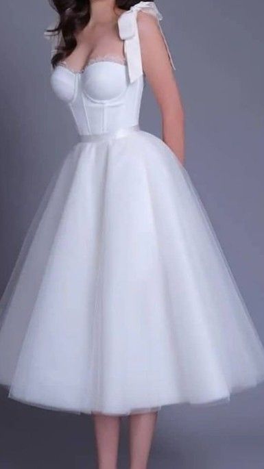 Ankle Length Wedding Dress Lace, Tea Length Ball Gown, Short Wedding Dress With Veil, Fairy Princess Wedding Dress, Retro White Dress, Fairy Princess Wedding, Wedding Dress 2023, Wedding Dress For Women, Valentine's Day Dress