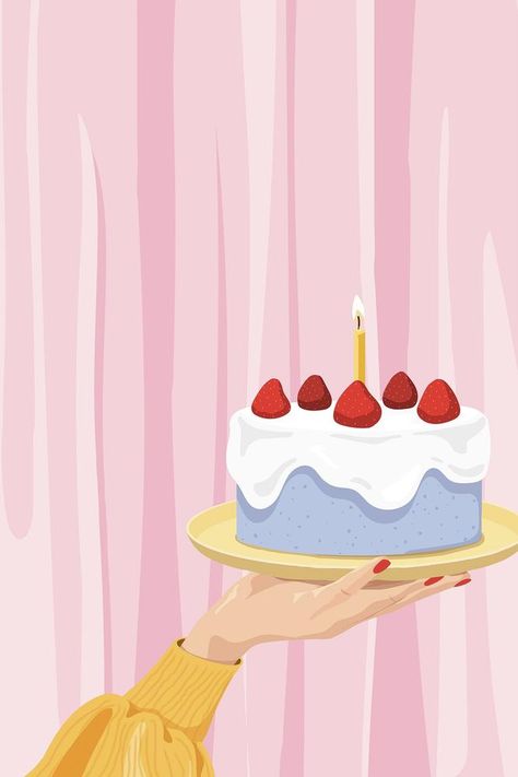 Cake Poster Background, Birthday Backgrounds, Birthday Cake Illustration, Celebration Illustration, Cake Background, Wallpaper Food, Happy Birthday Illustration, Food Illustration Design, Cake Wallpaper