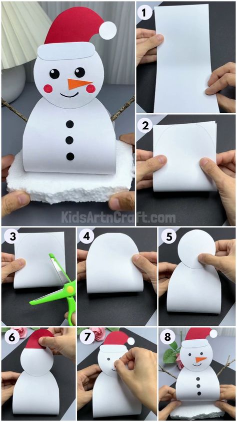 3d Snowman Craft, Paper Snowman Craft For Kids, Snowman Paper Crafts, Paper Crafts For Kids Easy, Glider Paper Airplane, Christmas Paper Craft, 3d Snowman, Paper Airplane Models, Crafts For Kids Easy