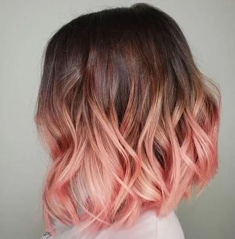 The Hottest Summer Hair Colors Of The Year | Ombre Hair Ideas, Pink Ombre Hair, Short Ombre, Short Ombre Hair, Peach Hair, Hair Color Streaks, Ombré Hair, Short Hair Balayage, Short Hair Color