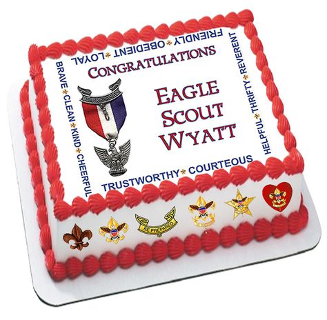 Eagle Scout cake, cub scout cake, Edible icing sheets, boy scout cake Boy Scout Cake, Cub Scout Cake, Eagle Scout Cake, Eagle Scout Court Of Honor, Boy Scouts Eagle, Eagle Scout Ceremony, Court Of Honor, Edible Image Cake Topper, Eagle Scouts