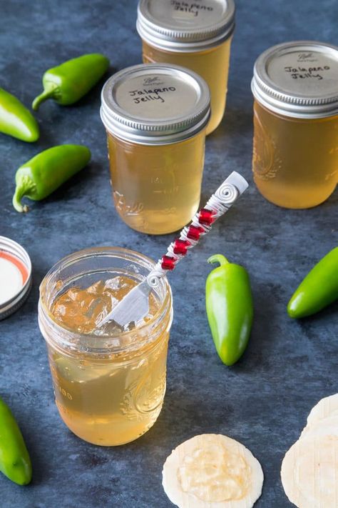 Jalapeno Jelly - A simple, easy-to-make recipe for jalapeno jelly with sugar, pectin, and fresh jalapeno peppers. Perfect for morning toast but also as a starter glaze or sauce. #JalapenoPeppers #Jalapenos #Jelly #JalapenoJelly Jalapeno Pepper Jelly Recipe, Fresh Jalapeno, Jalapeno Jelly Recipes, Pepper Jelly Recipe, Jalapeno Pepper Jelly, Pepper Jelly Recipes, Chili Pepper Recipes, Jalapeno Jelly, Yellow Squash Recipes