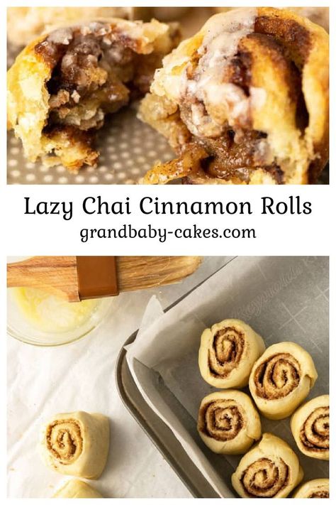 Chai Cinnamon Rolls, Chai Spice Recipe, Easy Cinnamon Rolls, Puff Pastry Filling, Rolls Easy, Cinnamon Rolls Easy, Baked With Love, Cinnamon Milk, Chai Spice