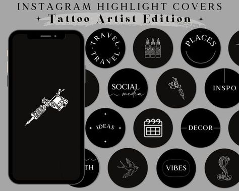 Inspiration for Instagram Story Covers Tattoo Icon Instagram Highlight, Tattoo Highlight Cover, Wallpaper Highlight Instagram Black, White Instagram Theme, Icon Tattoo, Dark Blue Nails, Black And White Instagram, Template Instagram, Instagram Graphic