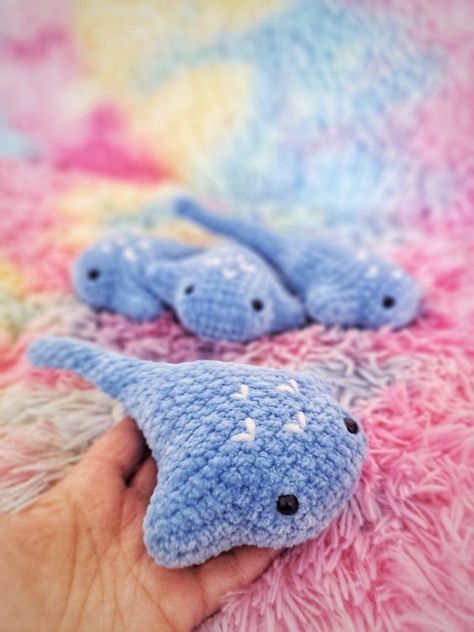 Crochet little stingrays, amigurumi, handmade plushies #crochetpattern #crochetpatternsamigurumi #crochetamigurumi #cuteamigurumi #crochetplushies Free Mosaic Crochet Patterns, Stingray Crochet, No Sew Crochet Amigurumi, Easy Crochet Patterns Free Beginners, Stingray Pattern, Crochet Patterns For Beginners Free, Shark Crochet, Mosaic Crochet Patterns, Crochet Sea Creatures