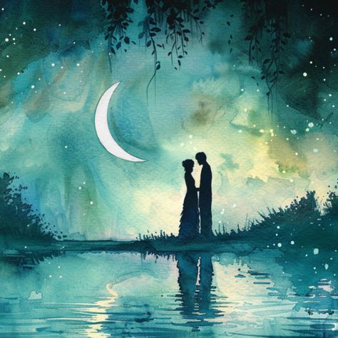 💖✨ Dive into the enchanting world of love and magic for Day 22 of our February drawing challenge! 🎨 Embrace the spellbound lovers as they dance under the crescent moon, captured in dreamy watercolors of greens and blues. 🌙💑 #DrawingChallenge #LoveAndMagic #SpellboundLovers #WatercolorArt #ArtOfTheDay #FebruaryArt #CreativeInspiration #EmbraceLove #MagicalMoments #ArtisticJourney #ArtisticCommunity February Drawing Challenge, Lovers Watercolor, Drawing Challenge, Crescent Moon, Creative Inspiration, Art Day, Crescent, Watercolor Art, Of Love