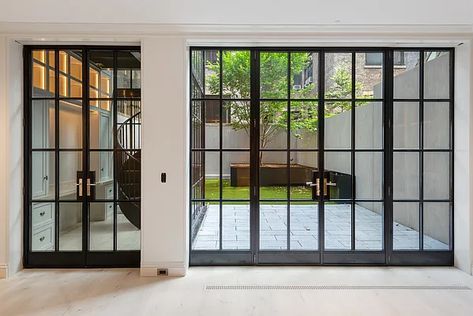 43 West 73rd St. in Upper West Side, Manhattan | StreetEasy Entry Staircase, Single French Door, Garage Door Types, Steel Front Door, Stone Floor, Entrance Foyer, Casa Exterior, Interior Floor, Iron Doors