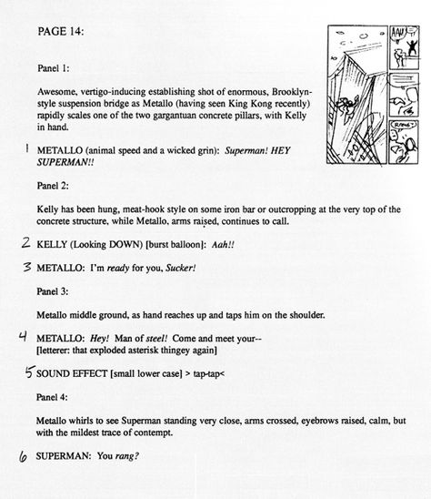 Article on Graphic Novel Manuscript  ScottMcCloudscript-web How To Write A Script For Comic, Comic Book Script Template, Comic Script Writing, How To Write A Manga Script, How To Write A Comic Book Script, Graphic Novel Writing, Writing A Comic Book, How To Write A Webtoon Script, Comic Script Template