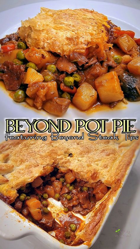 Vegan Beef Pot Pie, Vegan Steak Tips, Beyond Meat Steak Recipes, Recipes With Impossible Meat, Beyond Meat Recipes Dinners, Beyond Steak Tips Recipe, Beyond Steak Recipes, Impossible Meat Recipes, Beyond Meat Recipes