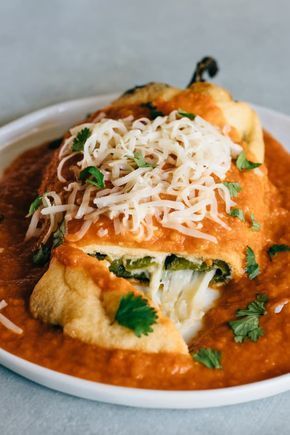 Chile Relleno is cheese-stuffed poblano chiles. You will love the enchilada sauce! #texmex #peppers Chili Relleno Recipe, Chili Rellenos Recipe, Stuffed Chili Relleno Recipe, Chile Relleno Recipe, Rellenos Recipe, Authentic Mexican Recipes, Chili Relleno, Traditional Mexican Food, Poblano Peppers